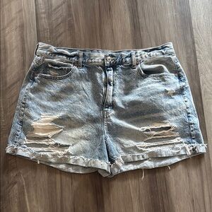 American Eagle Outfitters Light Blue Distressed Jean Shorts